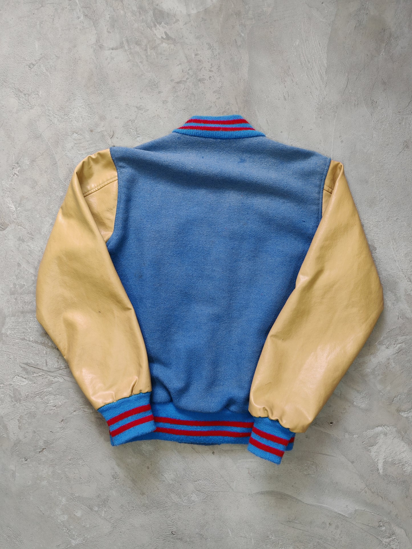 Varsity Jacket Universitaria Vintage — Azul/Crema Talla S