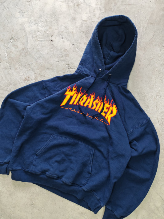 Thrasher Magazine Flame Logo Pullover Hoodie Navy – M