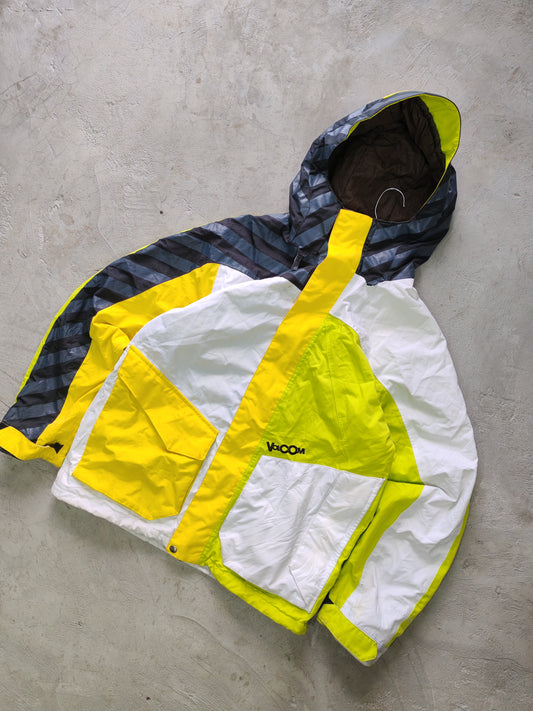 Volcom Thermonite Snow Jacket Neon Yellow/White/Grey – S/M Oversize