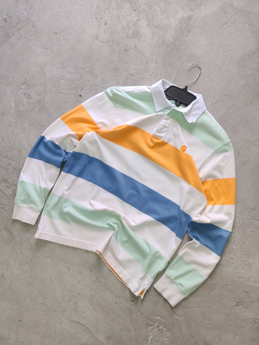 Carhartt WIP Striped Rugby Polo White/Pastel – S/M