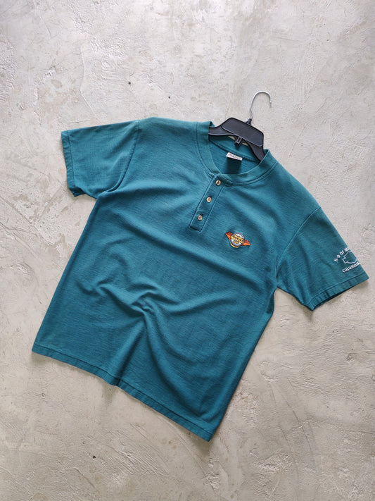 Oneita Harley-Davidson Columbus Henley Tee Teal – M/L
