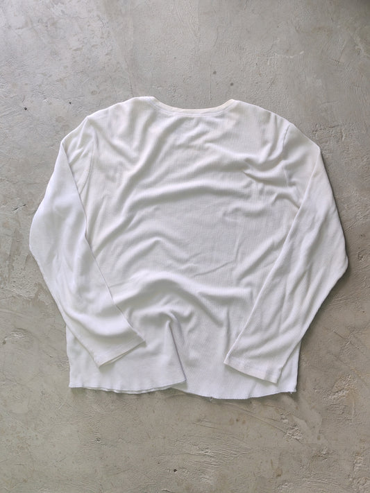 Faded Glory Quality Motors Waffle Thermal Longsleeve Blanco – XL/L Biker Americana Vintage