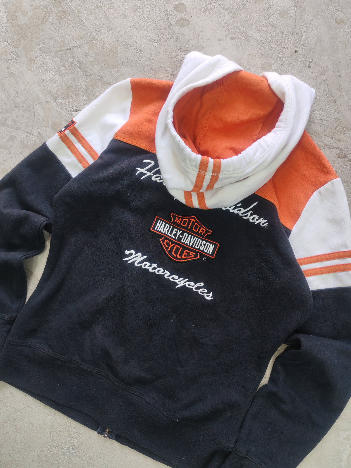 Hoodie Harley-Davidson Full-Zip Negro Naranja Blanco Talla S/XS