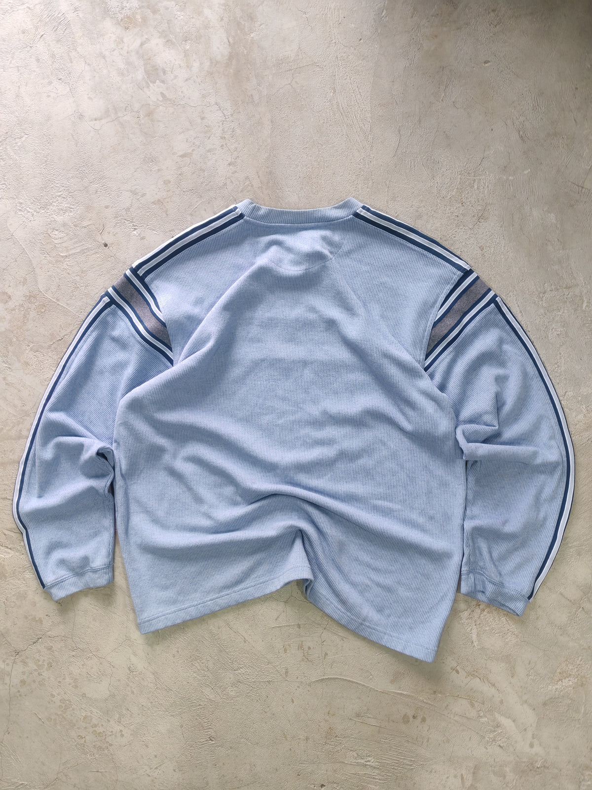 Suéter Extreme Quality Azul Grisáceo Acanalado Franjas Talla L