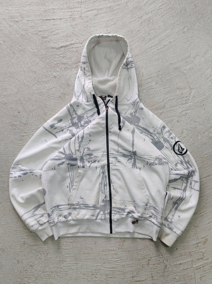 Hoodie Zip Volcom — Blanco Paint Splash XL