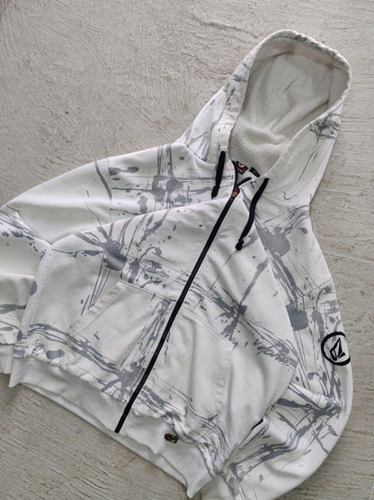 Hoodie Zip Volcom — Blanco Paint Splash XL