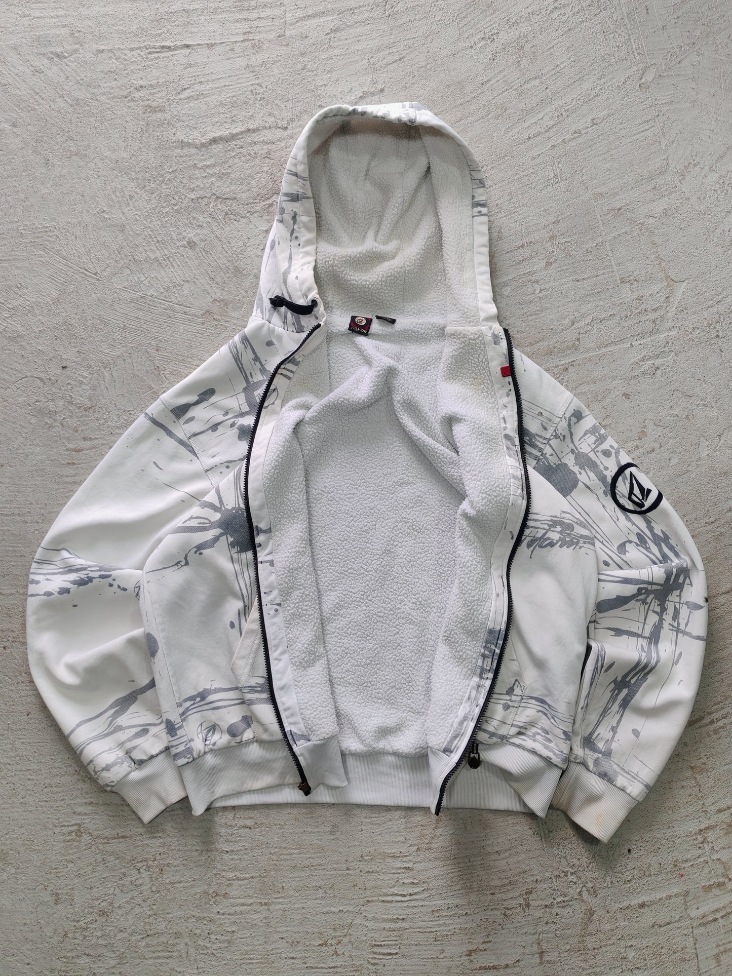 Hoodie Zip Volcom — Blanco Paint Splash XL