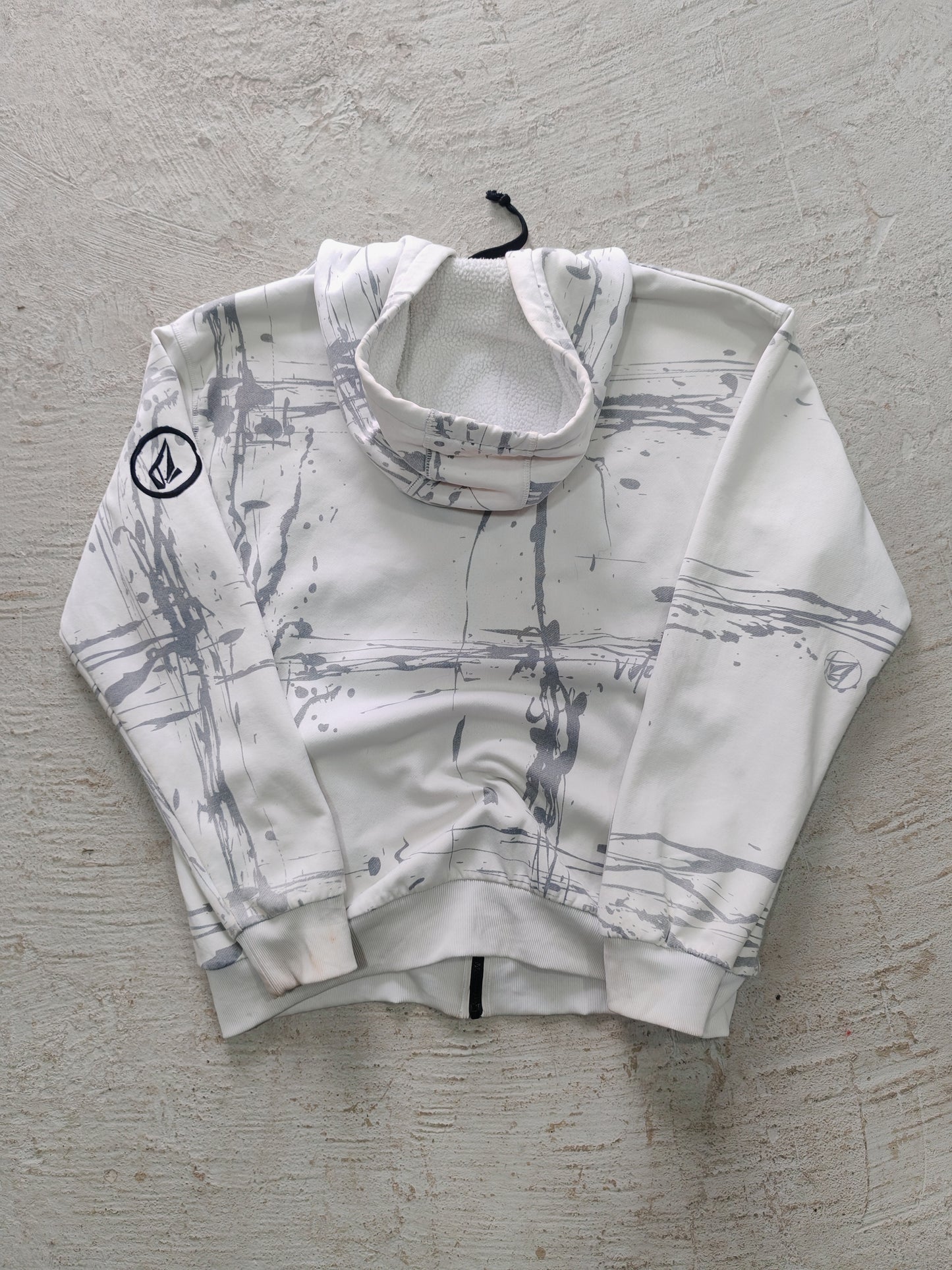 Hoodie Zip Volcom — Blanco Paint Splash XL
