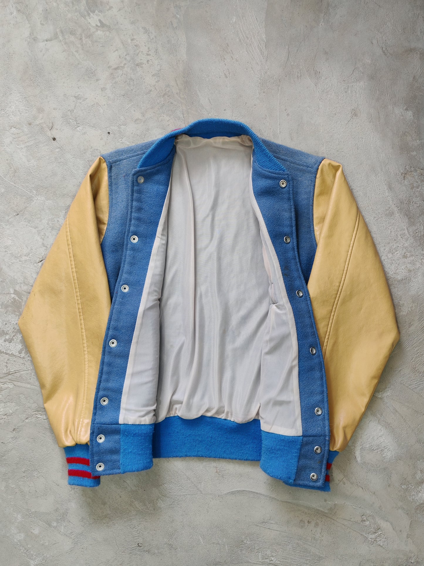 Varsity Jacket Universitaria Vintage — Azul/Crema Talla S