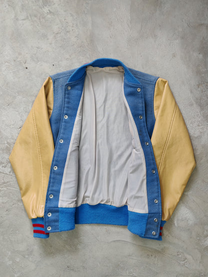 Varsity Jacket Universitaria Vintage — Azul/Crema Talla S