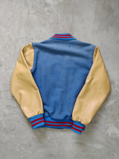 Varsity Jacket Universitaria Vintage — Azul/Crema Talla S