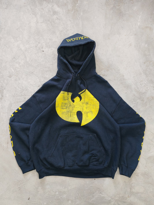 Hoodie Wu-Tang Clan — Negra Logo Amarillo Talla L