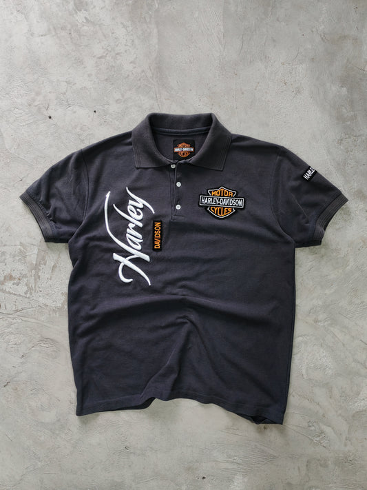 Polo Harley-Davidson Negra Bordada — Talla L
