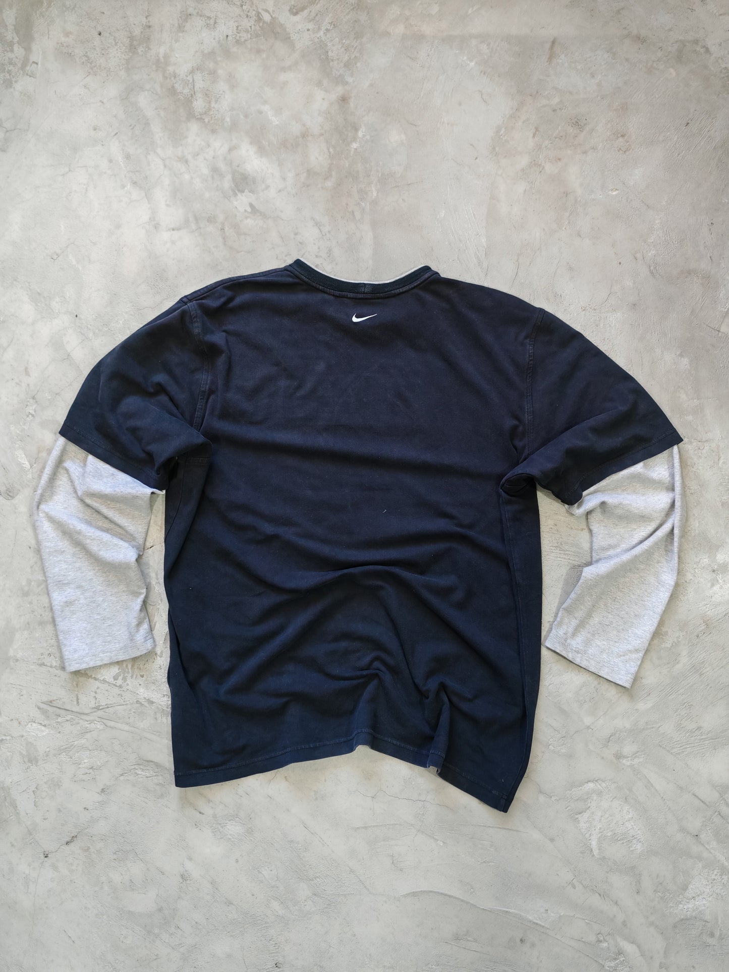 Camisa Nike Doble Manga Azul/Gris — Talla L