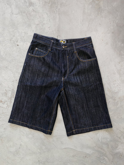 Short Denim Baggy Exá Label Tigres — Azul Oscuro Talla 32