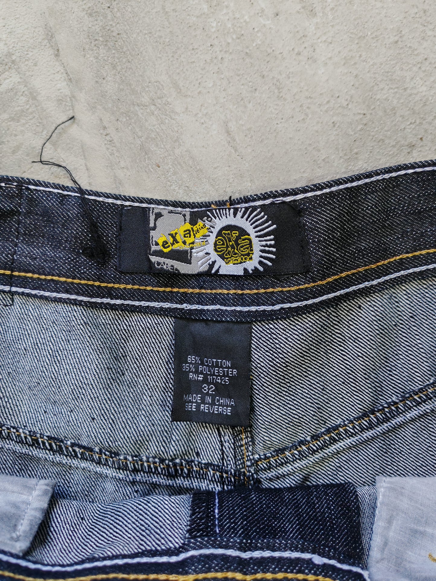 Short Denim Baggy Exá Label Tigres — Azul Oscuro Talla 32
