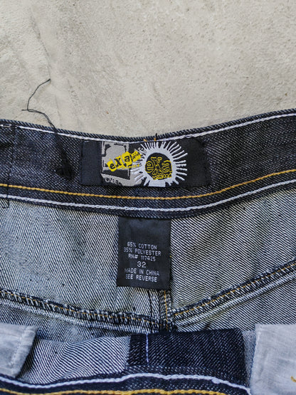Short Denim Baggy Exá Label Tigres — Azul Oscuro Talla 32