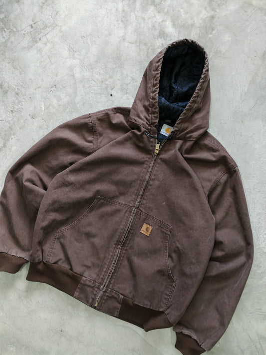 Jacket Carhartt Active Canvas Marrón con Capucha — Talla L