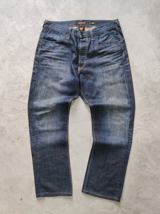 Jeans Ed Hardy Boot Cut Azul Oscuro — Talla 34x32