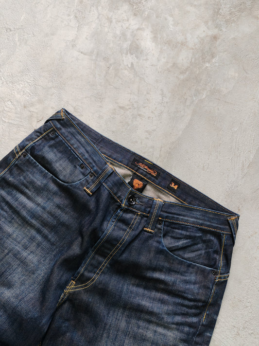 Jeans Ed Hardy Boot Cut Azul Oscuro — Talla 34x32