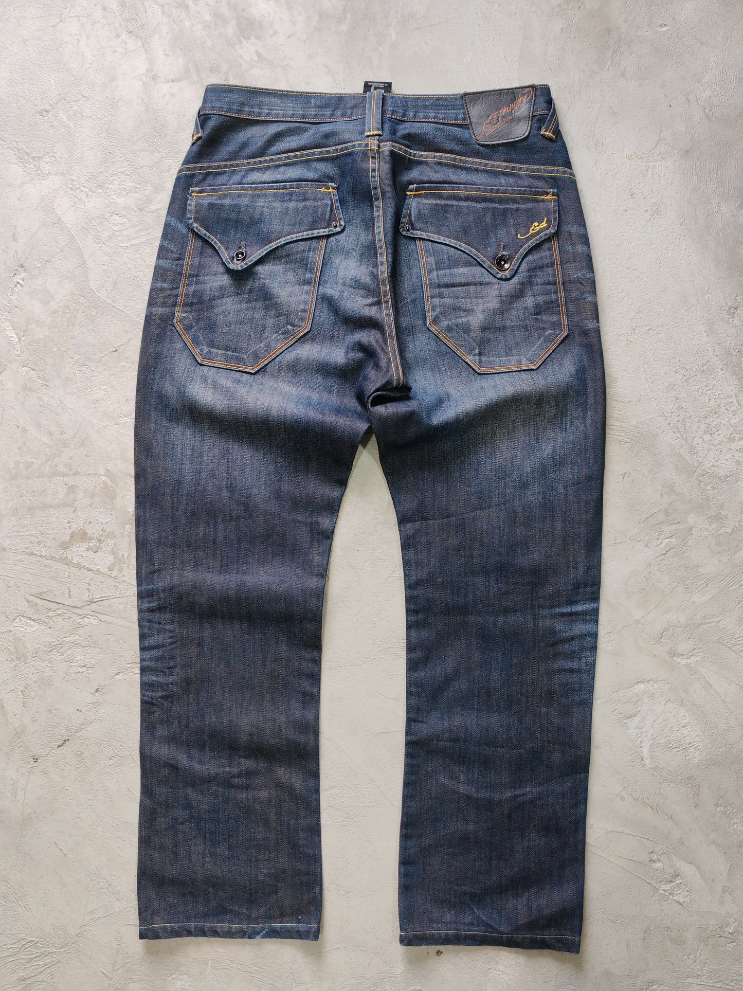 Jeans Ed Hardy Boot Cut Azul Oscuro — Talla 34x32