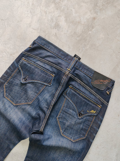 Jeans Ed Hardy Boot Cut Azul Oscuro — Talla 34x32