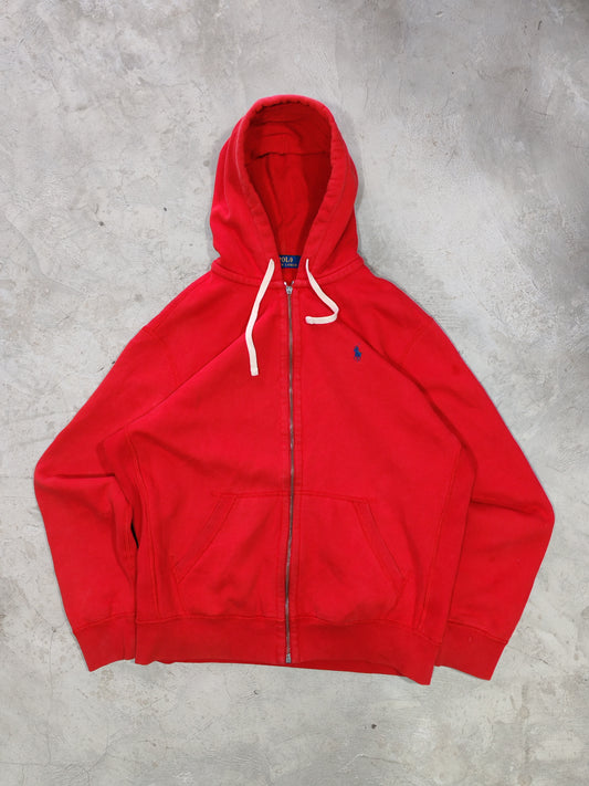 Polo Ralph Lauren Hoodie Zip Rojo — Talla L