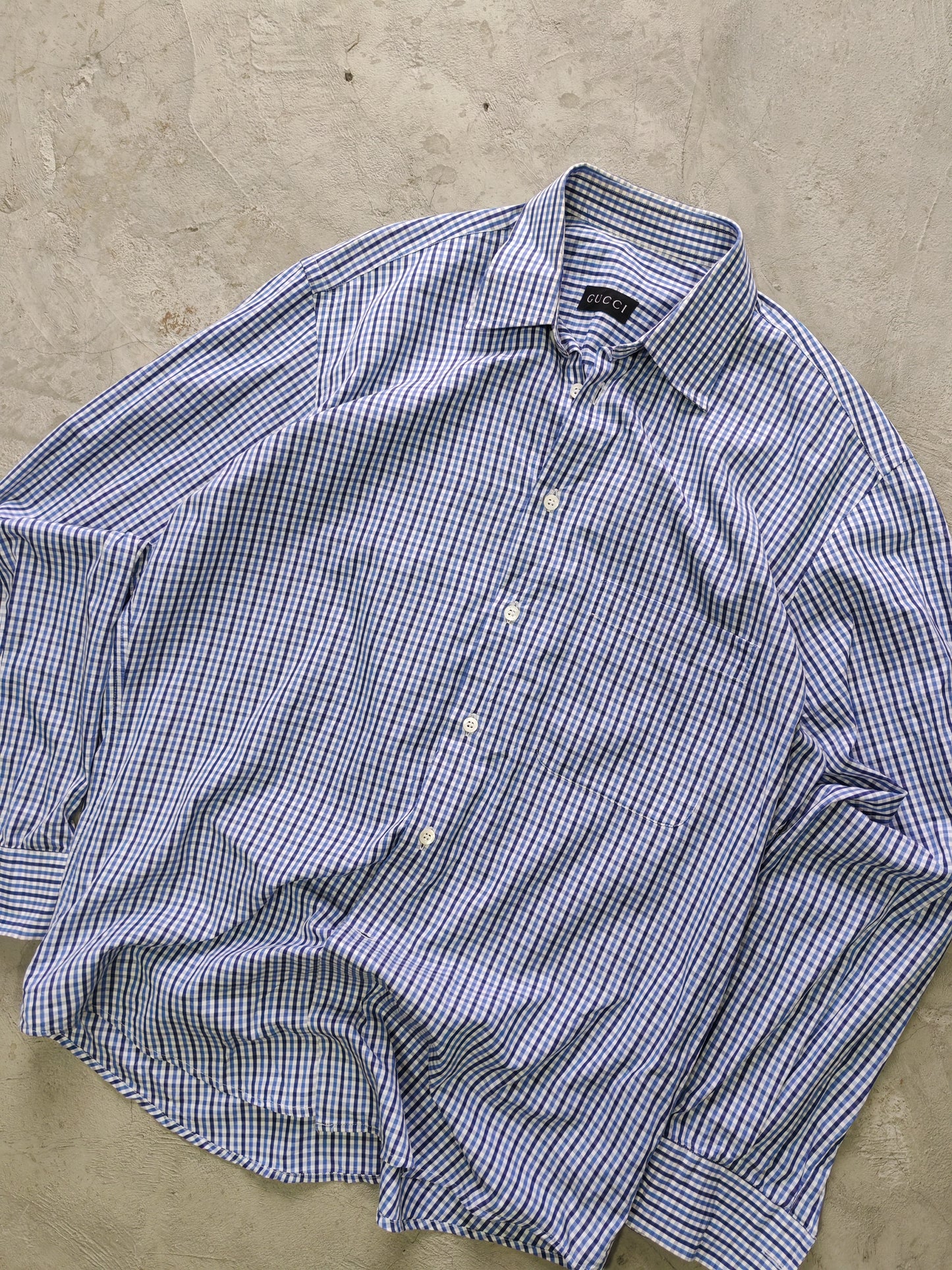 Gucci Checkered Shirt Blue – L
