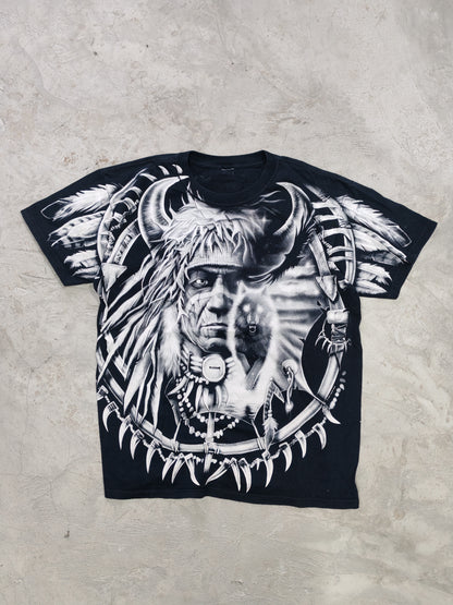 Liquid Blue AOP Native Wolf Tee Black – L