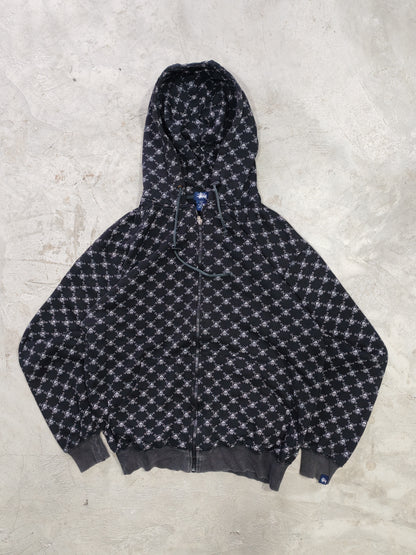 Stussy AOP Skull & Crossbones Zip Hoodie Black – L