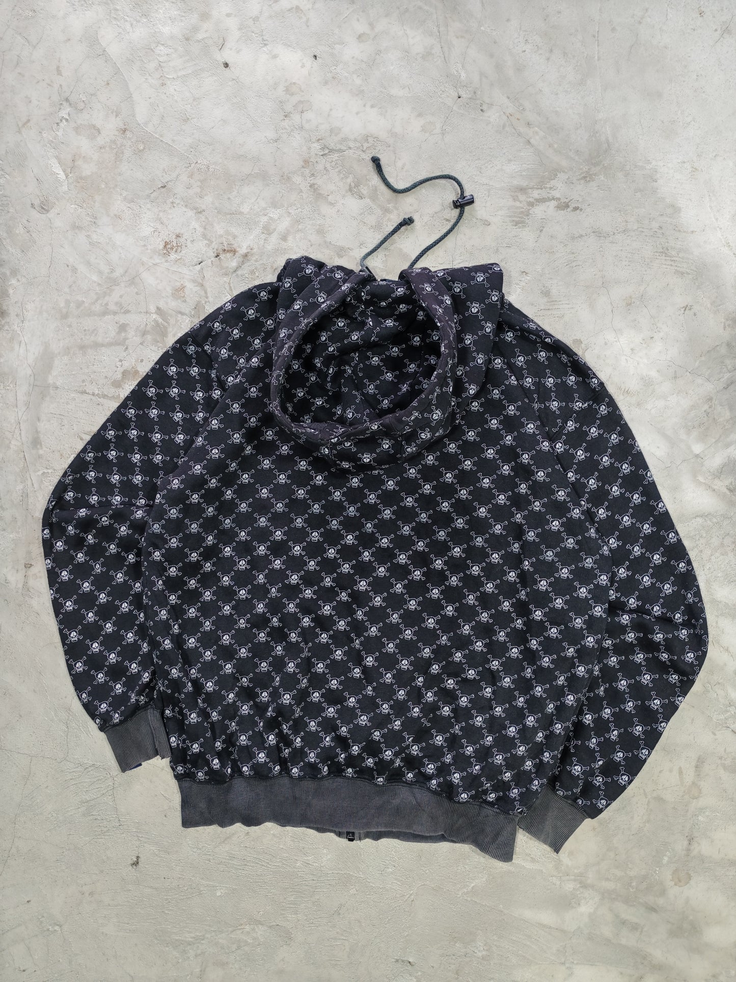 Stussy AOP Skull & Crossbones Zip Hoodie Black – L