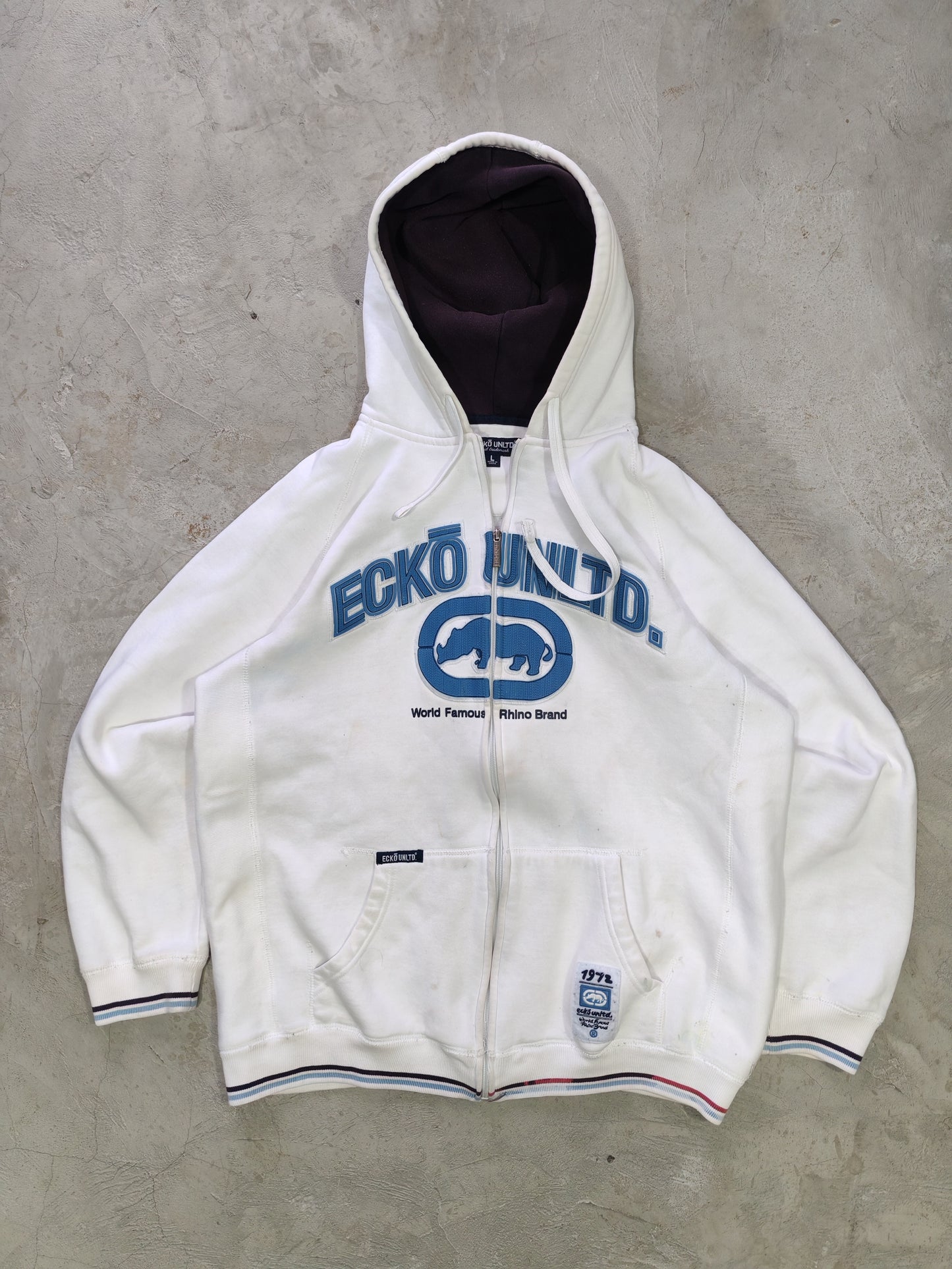 Ecko Unltd World Famous Rhino Zip Hoodie White – L