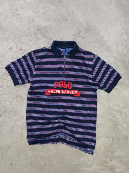 Polo Ralph Lauren Striped Zip Polo Navy – L