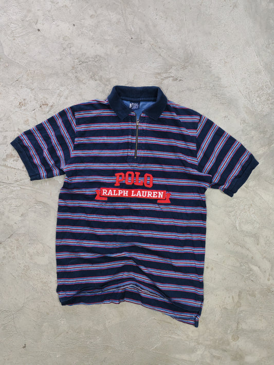 Polo Ralph Lauren Striped Zip Polo Navy – L