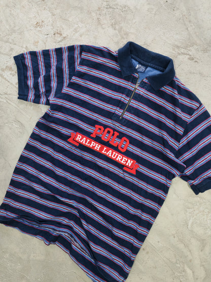 Polo Ralph Lauren Striped Zip Polo Navy – L