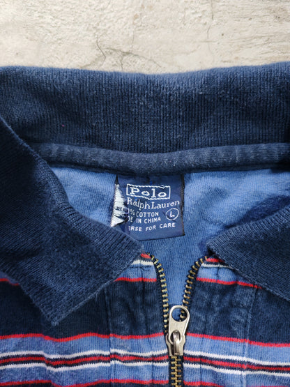 Polo Ralph Lauren Striped Zip Polo Navy – L