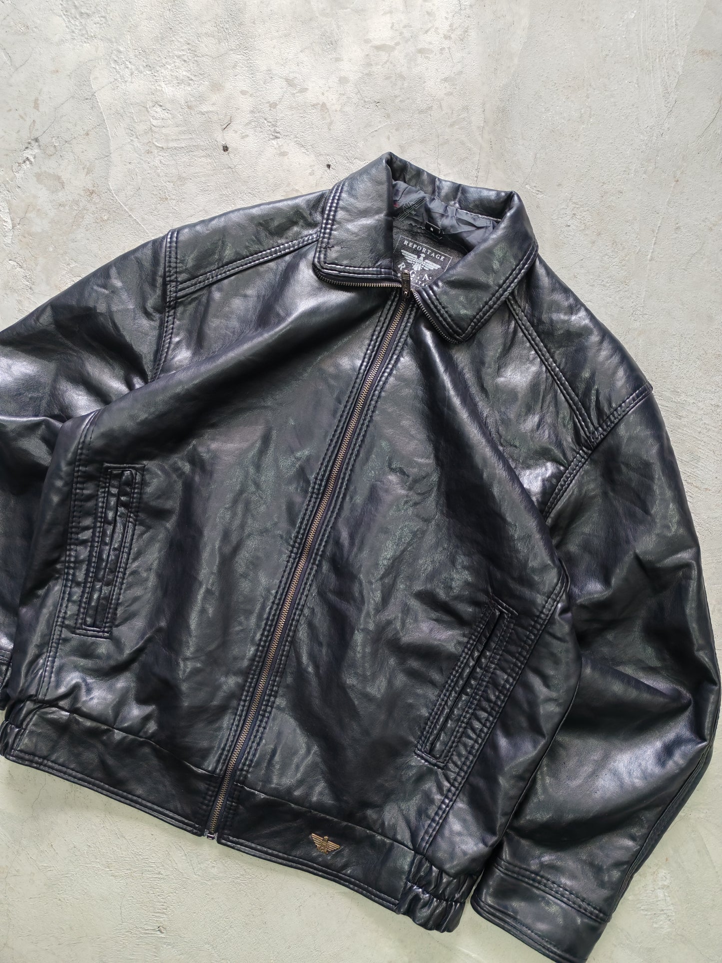 Chaqueta de Cuero Reportage R.G.A. Boxy Vintage - Talla M/L