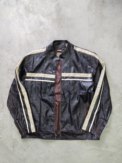 Chaqueta de Cuero PX Genuine Café Racer Vintage - Talla L