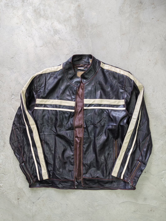 Chaqueta de Cuero PX Genuine Café Racer Vintage - Talla L