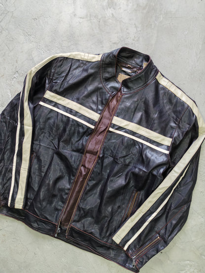 Chaqueta de Cuero PX Genuine Café Racer Vintage - Talla L