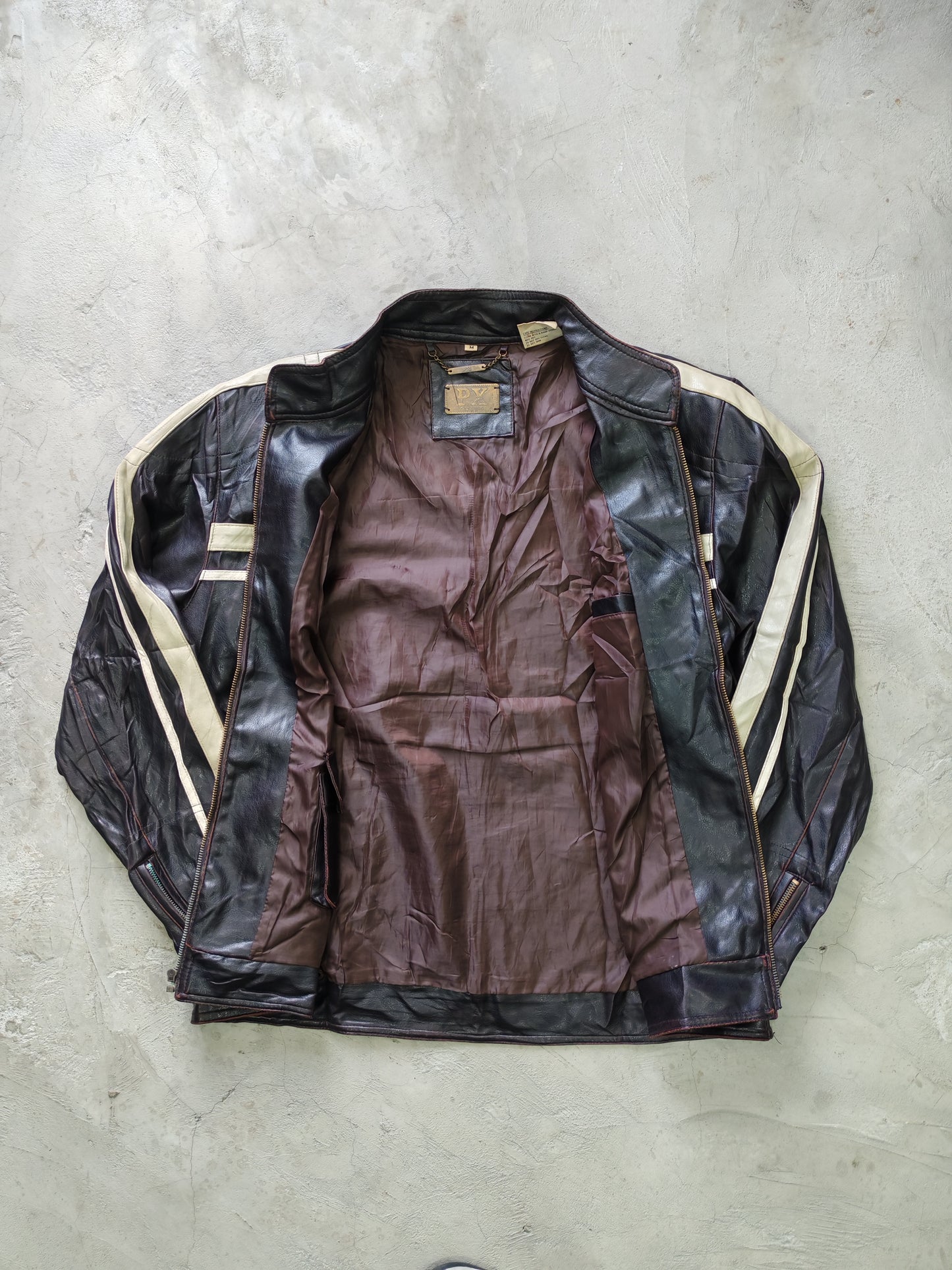 Chaqueta de Cuero PX Genuine Café Racer Vintage - Talla L