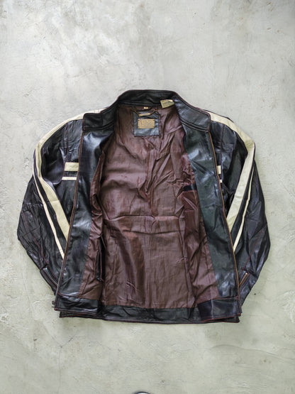 Chaqueta de Cuero PX Genuine Café Racer Vintage - Talla L