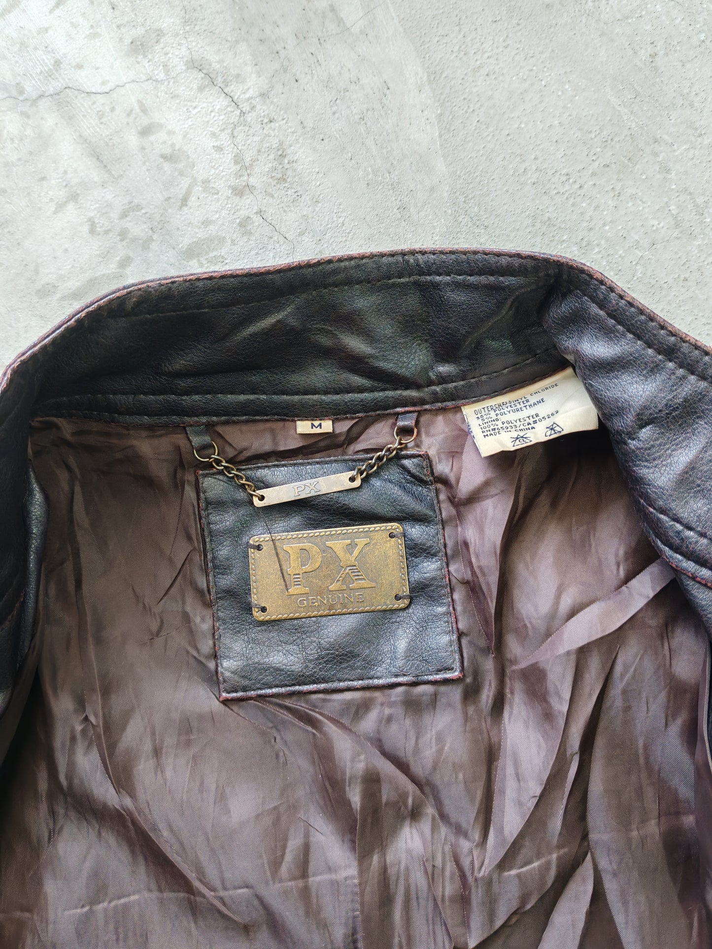 Chaqueta de Cuero PX Genuine Café Racer Vintage - Talla L