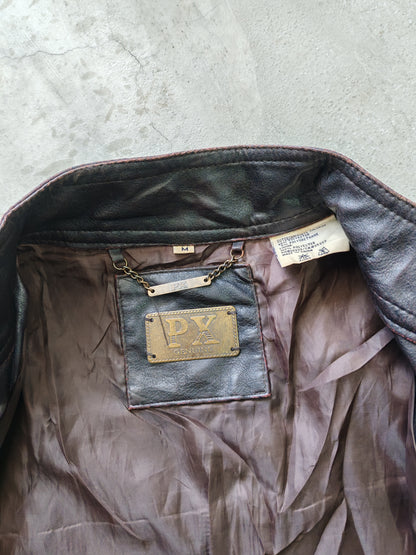 Chaqueta de Cuero PX Genuine Café Racer Vintage - Talla L