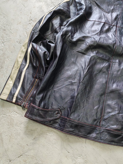 Chaqueta de Cuero PX Genuine Café Racer Vintage - Talla L