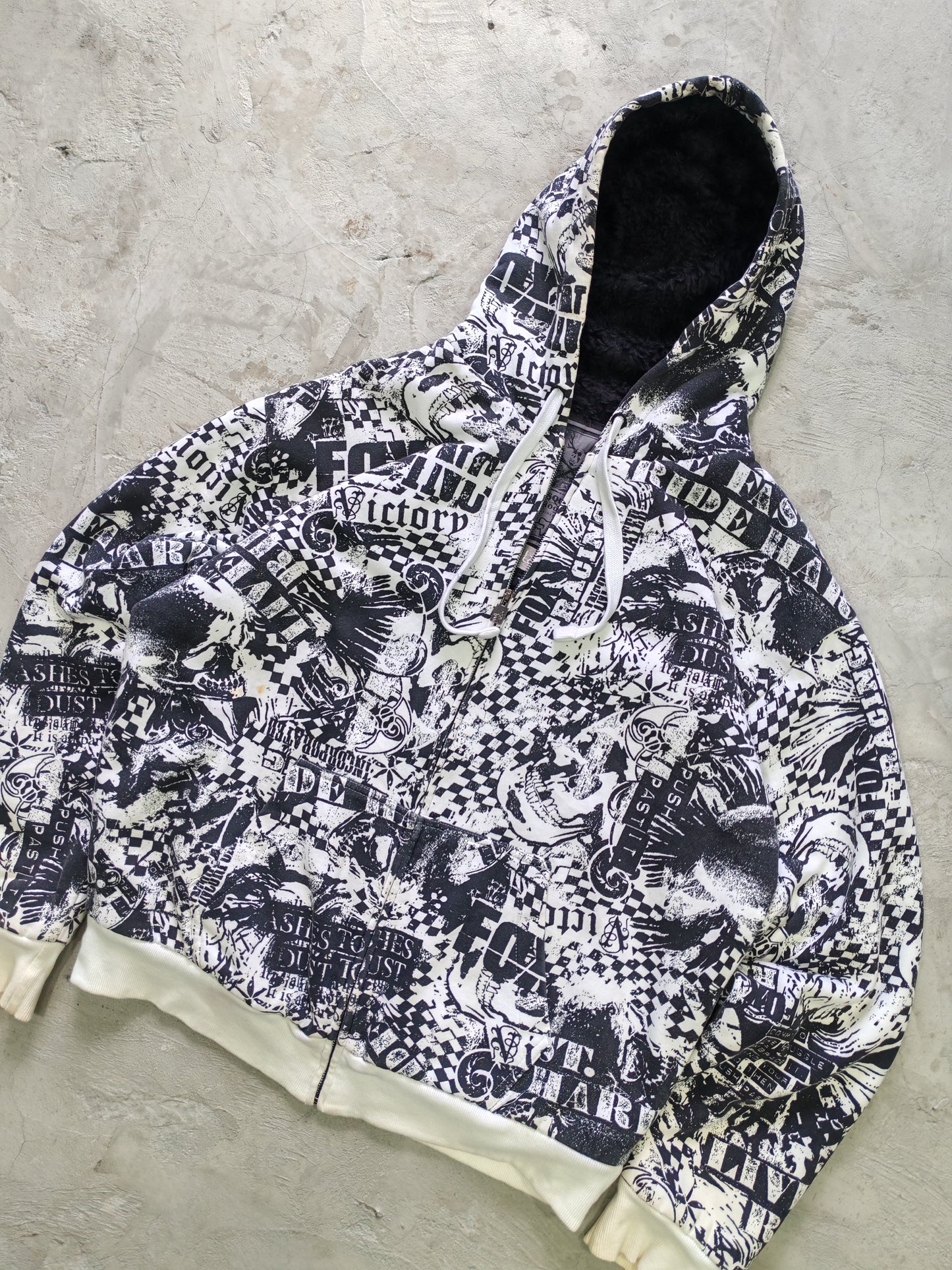 Hoodie Fox Racing All-Over Print Grunge Vintage - Talla L