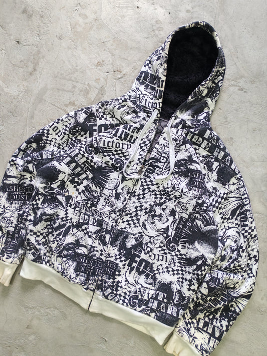 Hoodie Fox Racing All-Over Print Grunge Vintage - Talla L