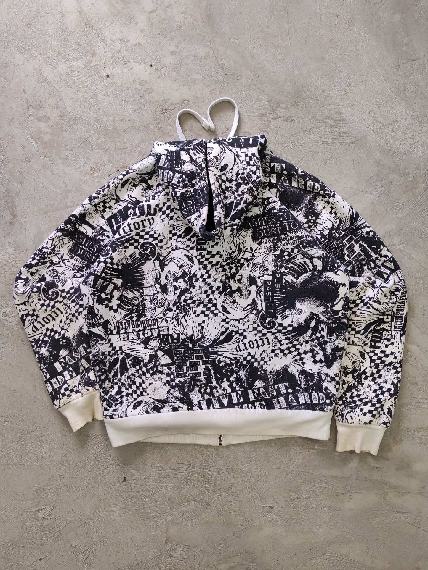 Hoodie Fox Racing All-Over Print Grunge Vintage - Talla L