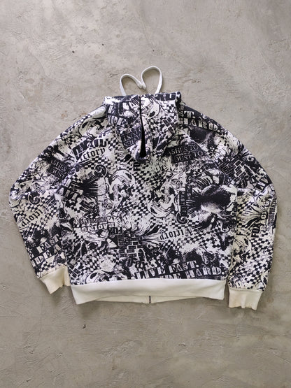 Hoodie Fox Racing All-Over Print Grunge Vintage - Talla L
