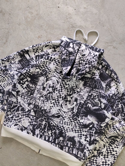 Hoodie Fox Racing All-Over Print Grunge Vintage - Talla L